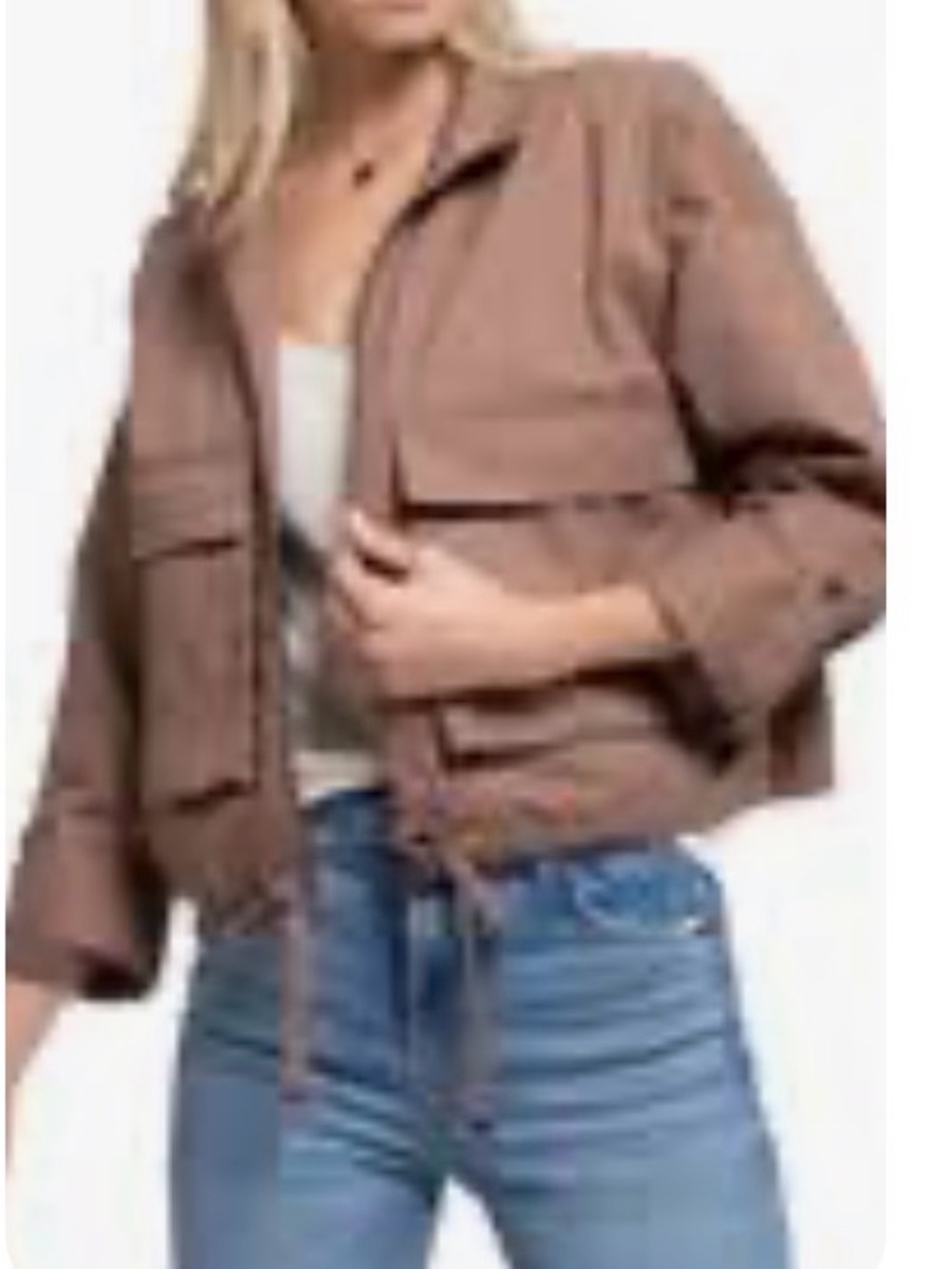 Blu Pepper Cropped Utility Jacket in Brown